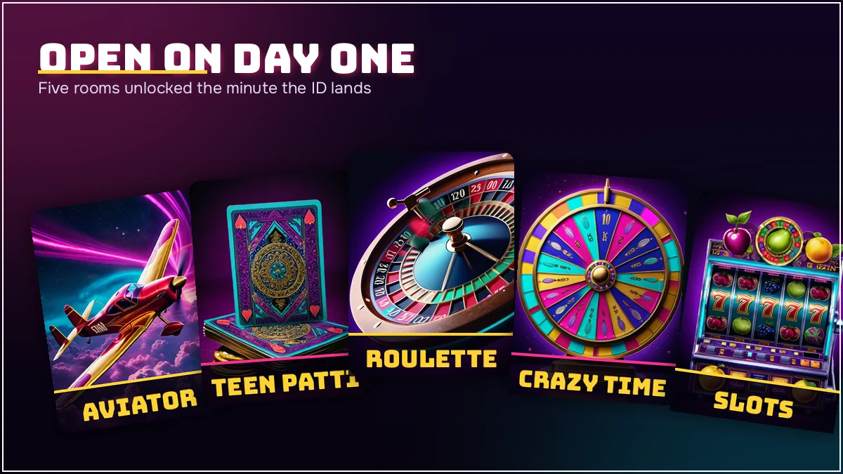 Game tiles waiting in the lobby after you join PlayinMatch, from Aviator to Teen Patti and Lightning Roulette