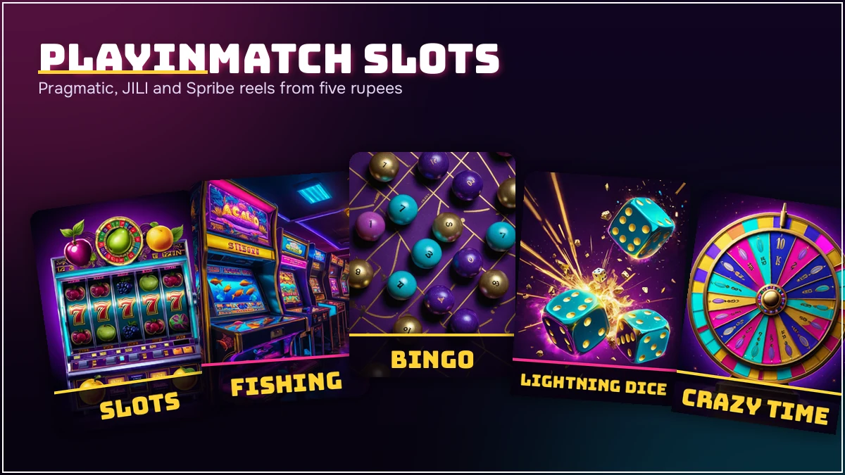 PlayinMatch com slots game cards showing Pragmatic Play, JILI, Spribe and PG Soft reel titles