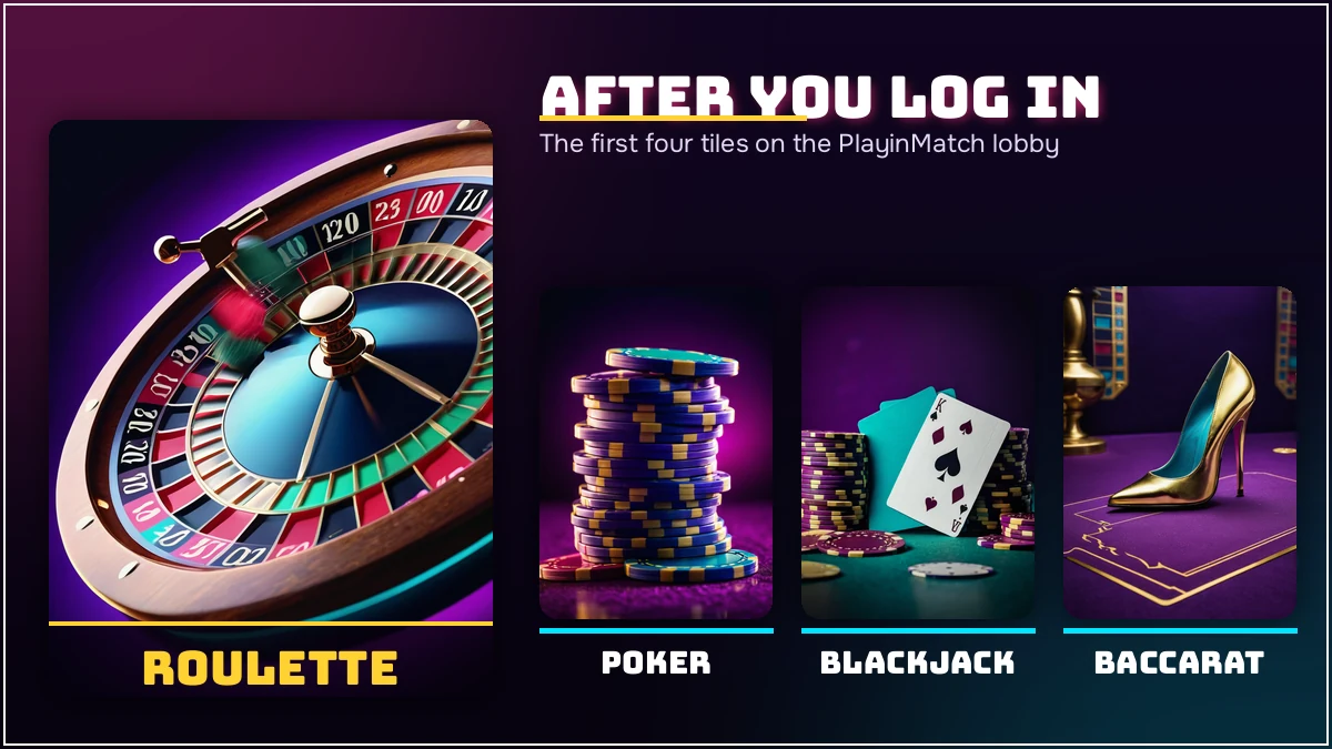 Game tiles that open after a PlayinMatch com mobile login on the live lobby
