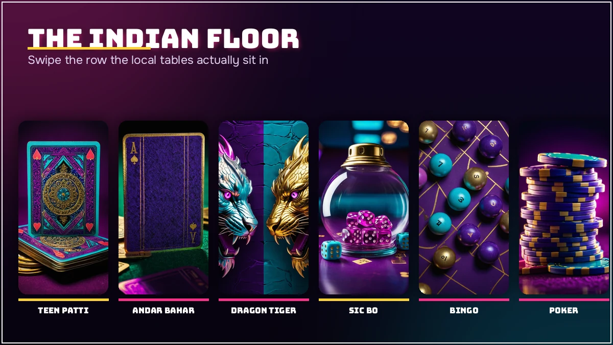 The Indian table row on the PlayinMatch casino floor
