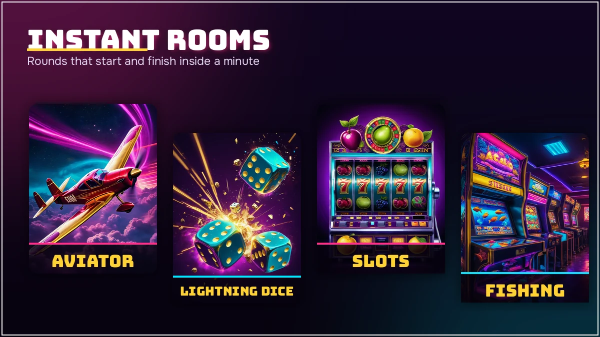 PlayinMatch99 instant rooms where a round starts and finishes inside a minute