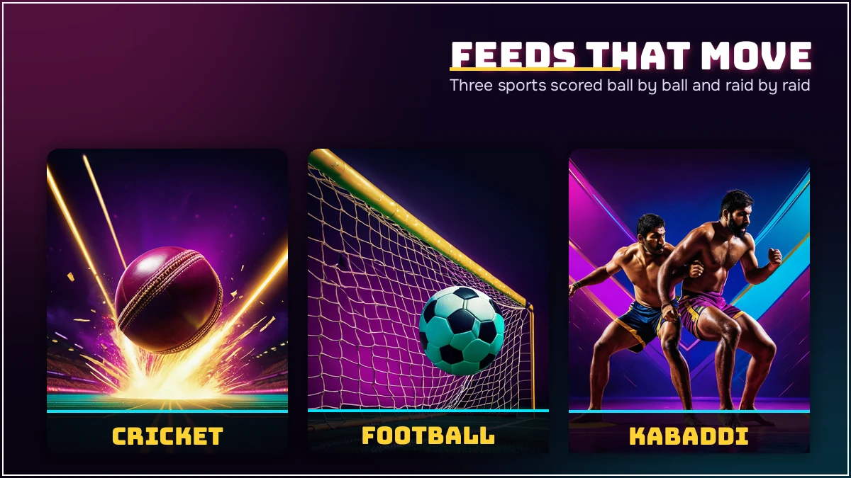 Three sports carried on the PlayinMatch live score feed